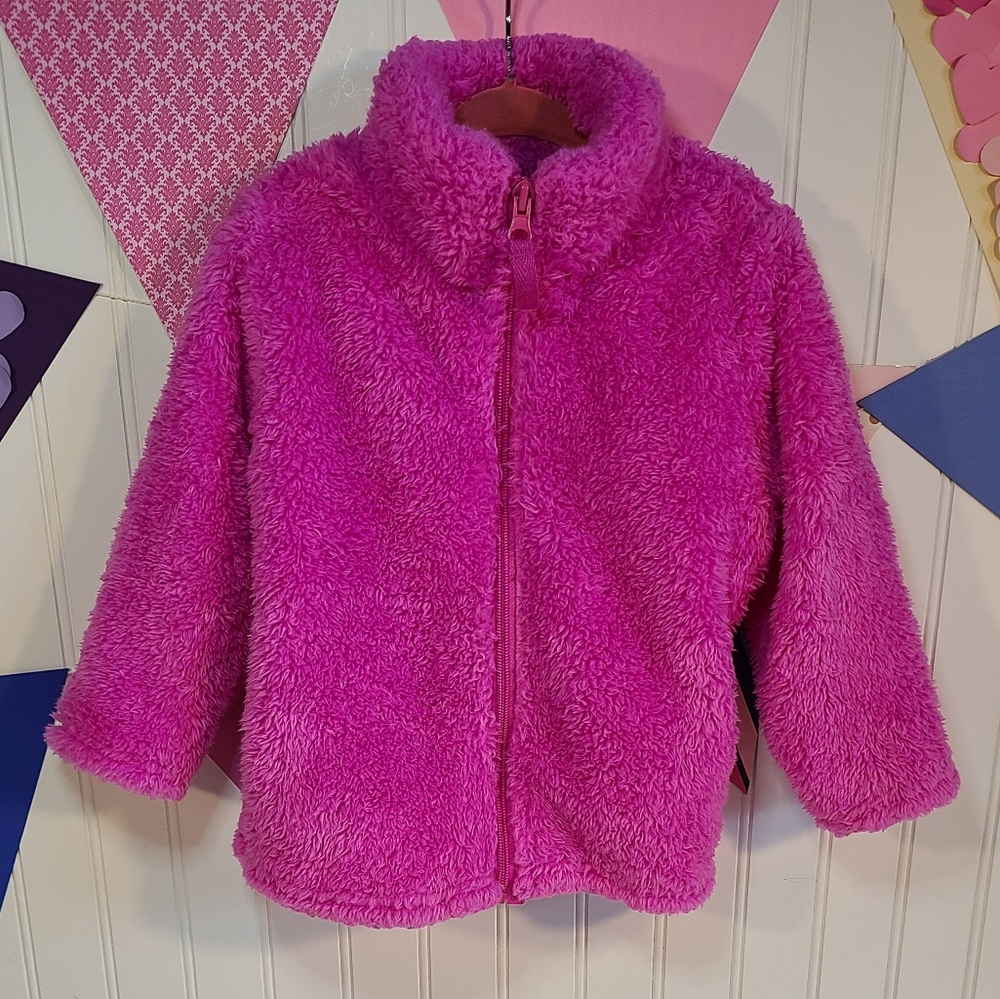 QT Baby Fuzzy Soft Fuchsia Jacket with Pockets Size 3T